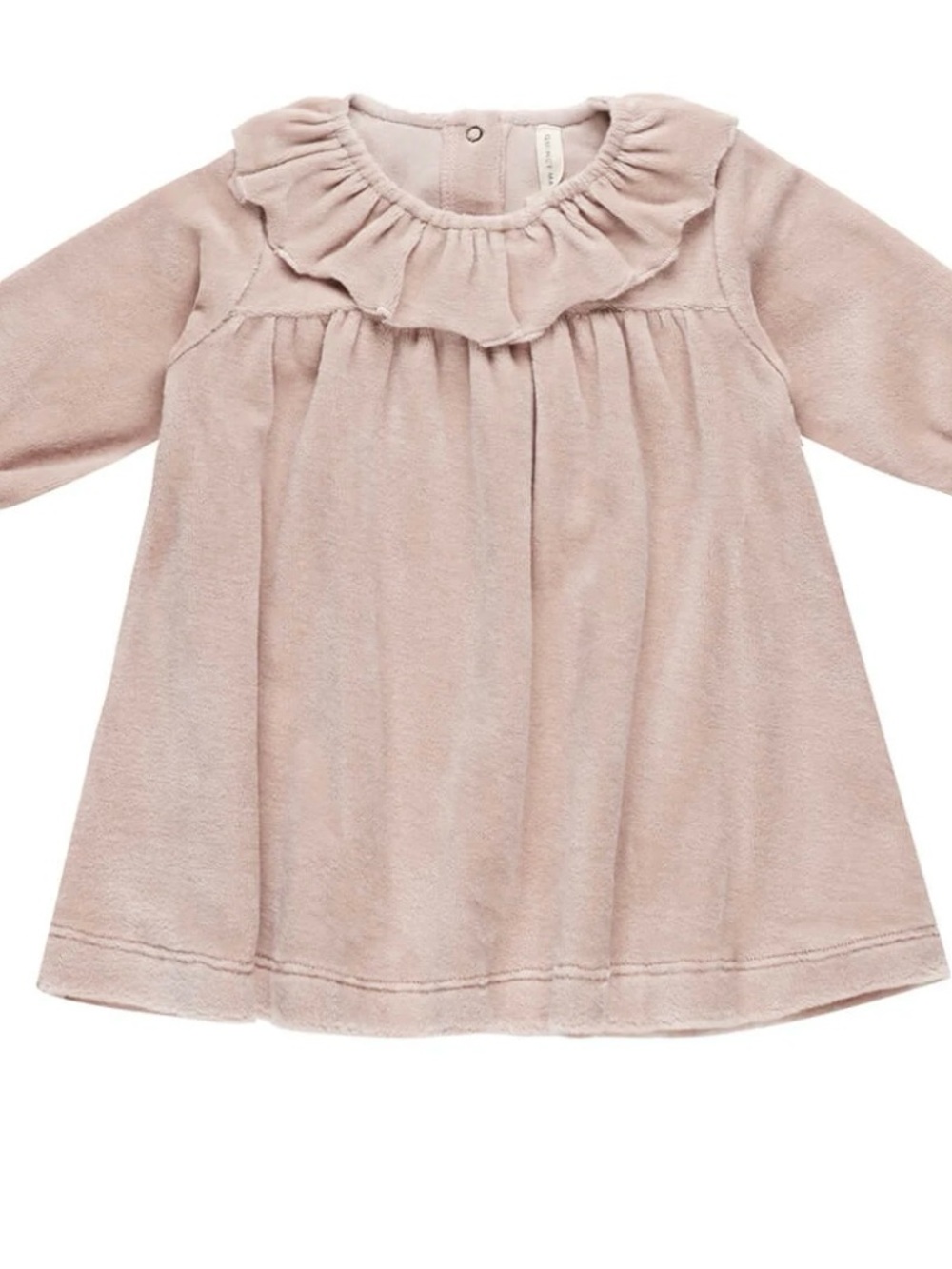 NEW Quincy Mae Blush Velour Ruffle-Collar Dress
